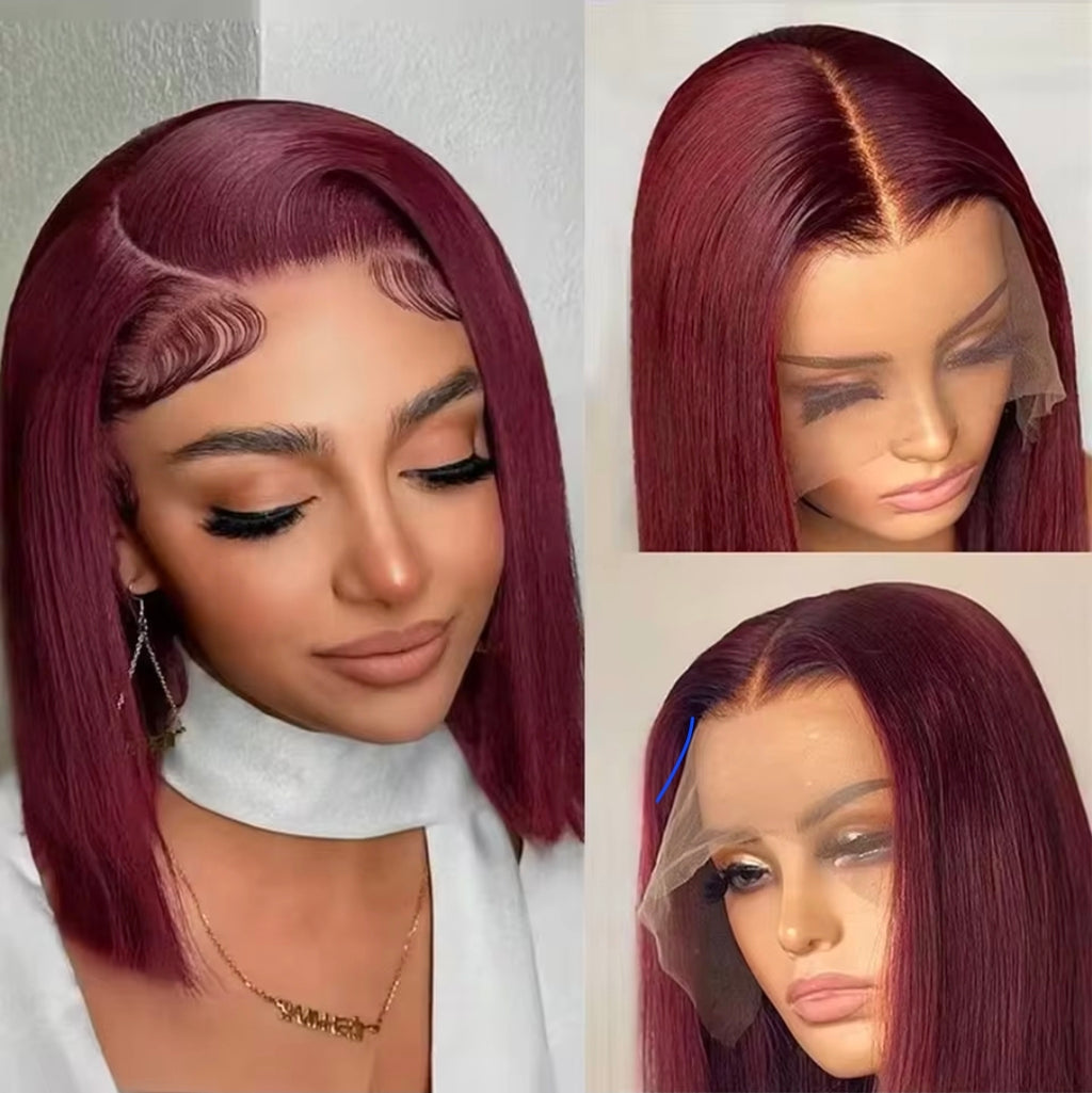99J Burgundy Straight Bob Wigs
