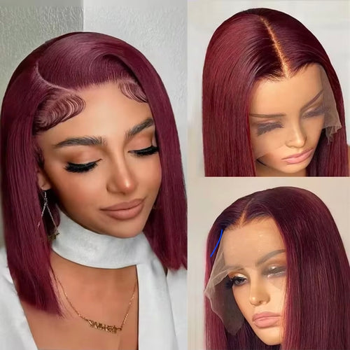99J Burgundy Straight Bob Wigs